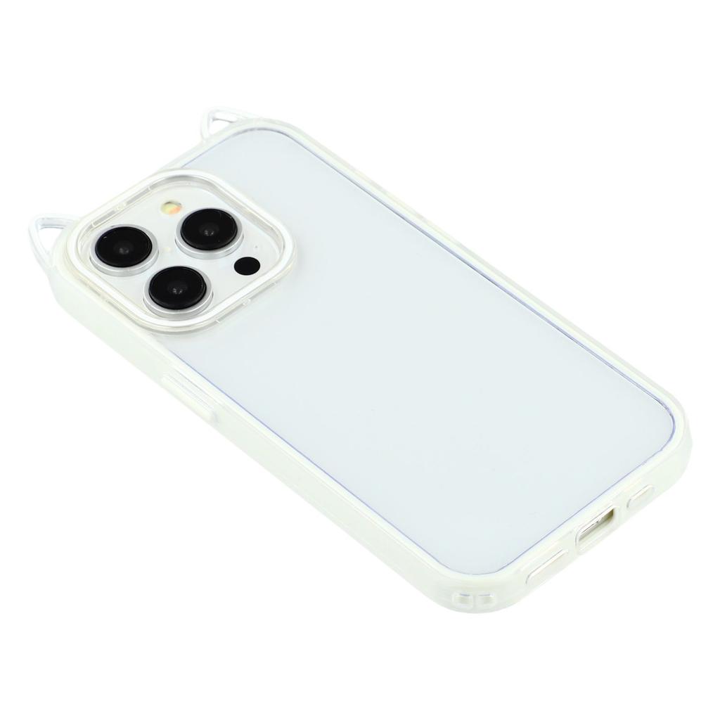 For iPhone 14 Pro Case Cat Ear Design TPU+Acrylic Clear Phone Back Cover