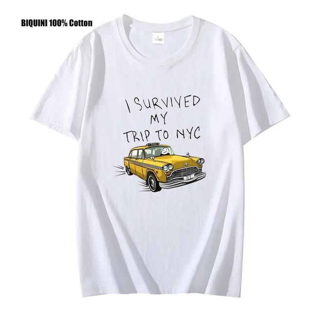 Yellow T-shirt With Text «i Survived My Trip To Nyc» In F L