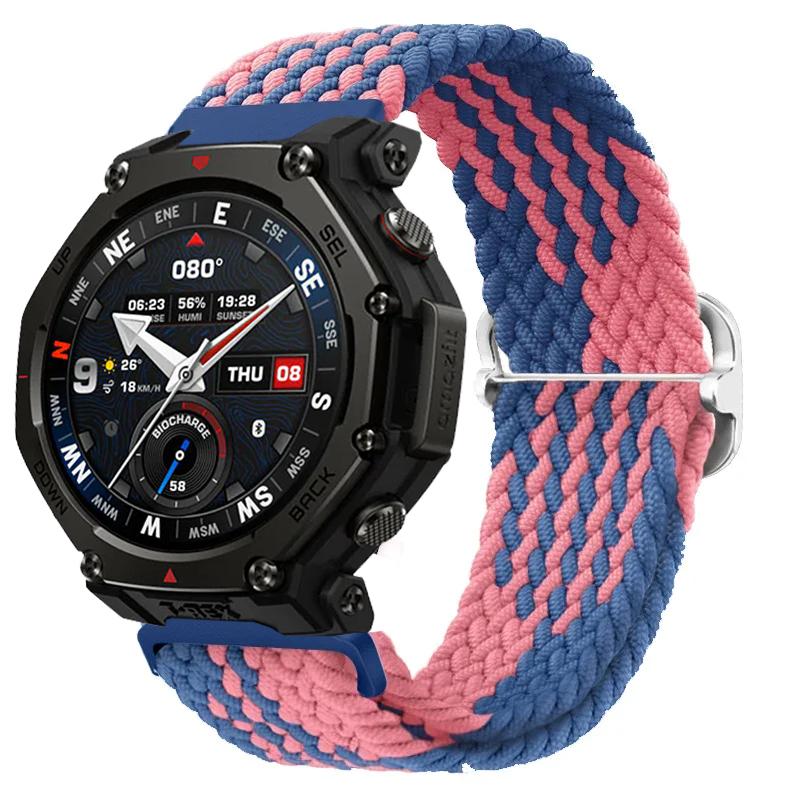 20/22mm Nylon Braided Strap For Amazfit T-Rex3 Pro 44/48mm/Helio Comfortable Band Huawei Watch 5/4 GT6-5-4 Pro 46mm Accessories