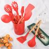 12-Piece Silicone Kitchen Utensil Set - Heat Resistant, Non-Slip Wooden Handles for Baking & Cooking