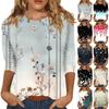 Bluzki z 3/4 rękawem dla kobiet T-shirt Casual Print Tops T-shirt z okrągłym dekoltem Bluzka typu pullover