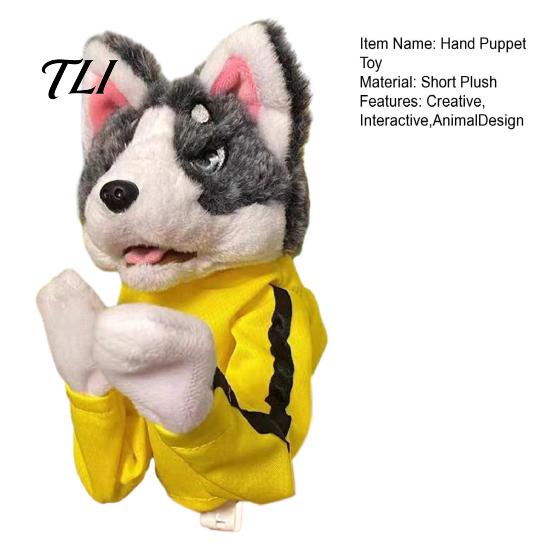 Toys for Daily Pet Interaction Boxing Husky Hand Puppet, Animal Fighting Glove Toy with Sound Safe Chewing Puppies Effects, Puppets Kung Fu Dog