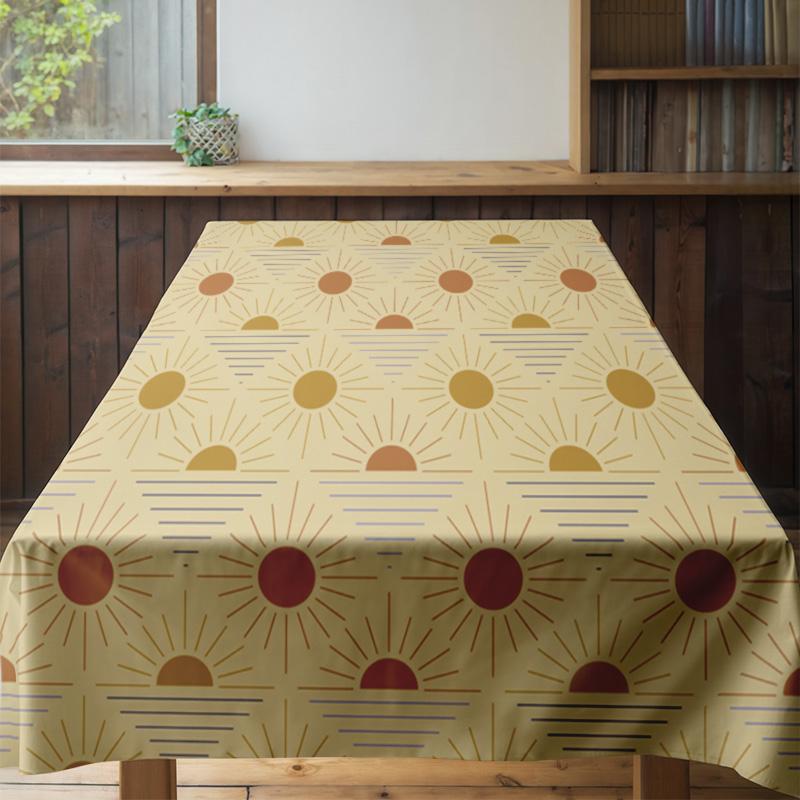 Sunburst Tablecloth With Warm Colorful Patterns For Dining Room Decoration Yellow Round Shape Cover Set Decorative Placemat Chai