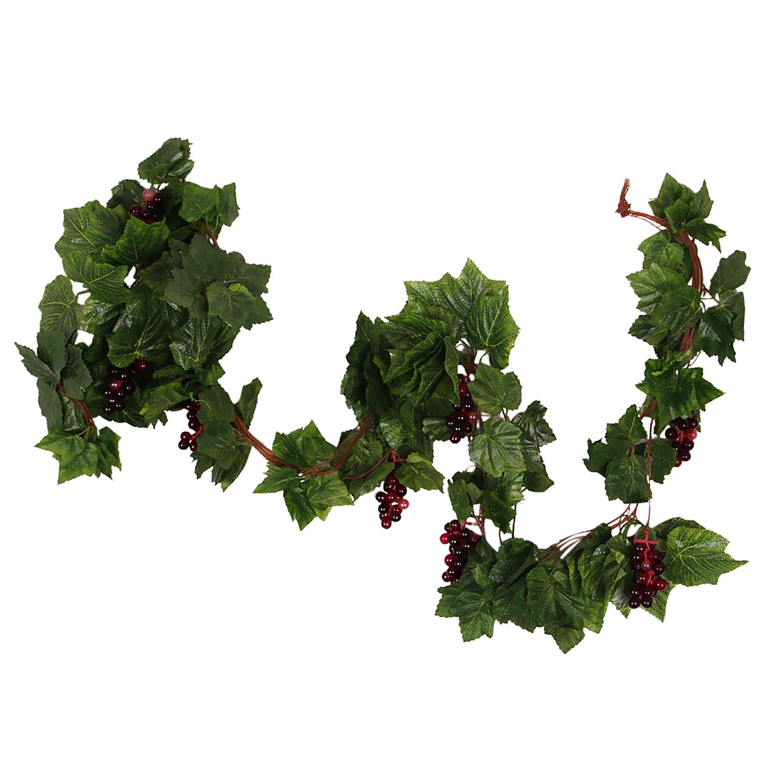 Artificial Silk Grape Vine Hanging Wall Decor Faux Fruit Leaf Ornament Plastic Simulation Plants for Home Party Wedding verde