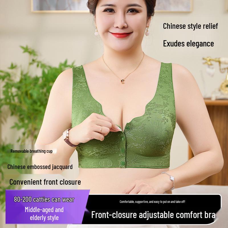 Nahtloser Jacquard-Westen-BH mit Knopfleiste für Übergrößen für reife Frauen
