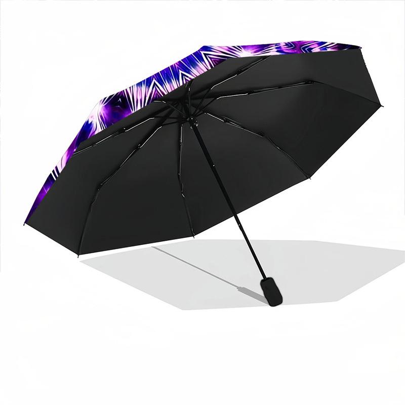 1pc Purple Mandala Automatic Open/Close Umbrella, Compact Travel Umbrella, 8-Rib Sturdy Frame - Ideal Gift for Friends Yy251118011