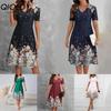 Moda dama vara primavara cu maneca scurta cu decolteu in V rochii casual