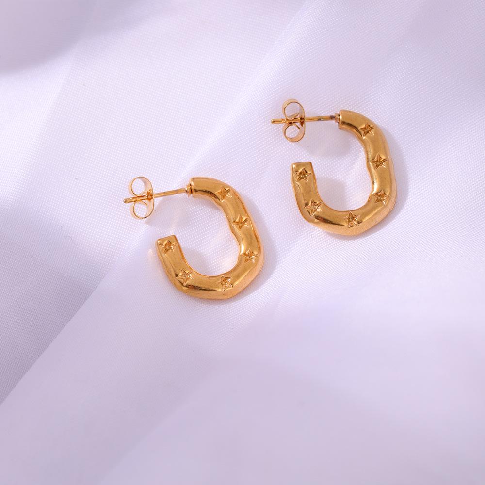 

Retro High-End European & American Stainless Steel Women s Hydraulic Earrings золотой