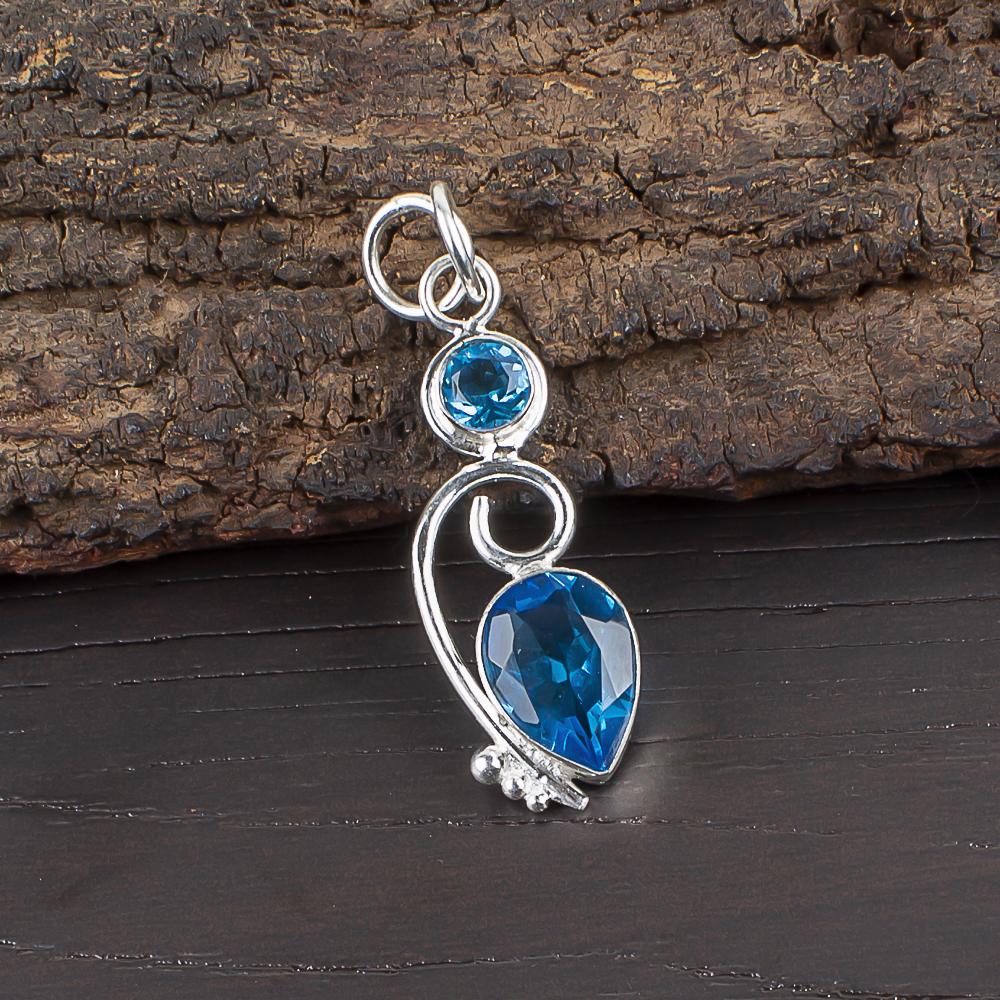Swiss Blue Topaz Pendant Gemstone, 925 Sterling Silver Pendant Jewelry, Handmade Pendant, Silver Jewelry For Gift