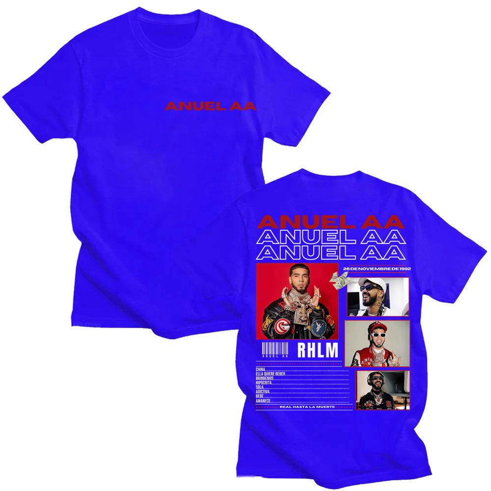 Rapper Anuel AA Real Hasta La Muerte Tour 2025 T-Shirt Men's Hip Hop Gothic Harajuku T Shirts Oversized Cotton Tshirt Streetwear
