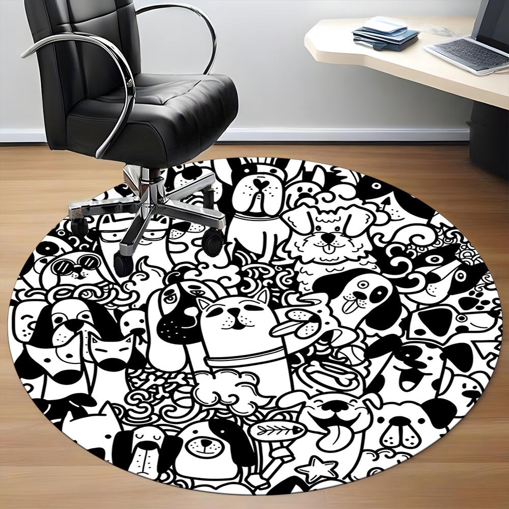 1pc Puppy Pet Office Round Area Rug, Indoor Mat Suitable ForOffice, Under Office Chairs Bedroom Living Room Home Decor, Room Decot231