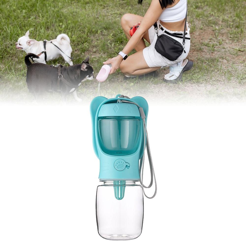 Transparent Dog Travel Water Bottle Dual Storage Cat Outdoor Feeder Small Medium Pets