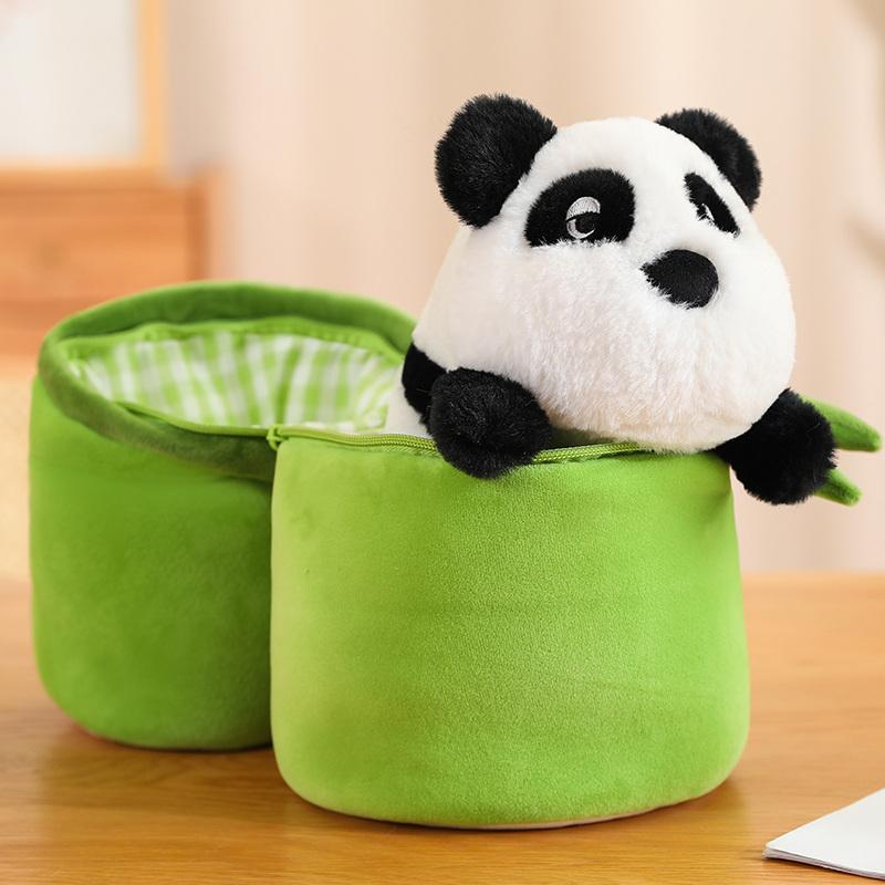 

Stuffed Climbing Hug on the Bamboo High-Quality Toy Creativity Panda Doll Hiding in a Bamboo Plush Cushion Birthday 30cm