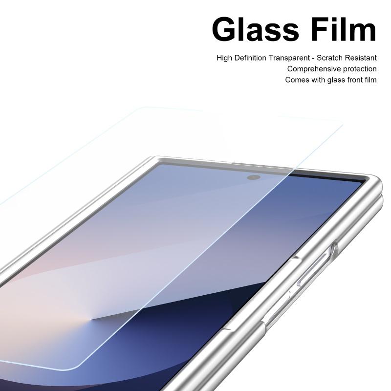 Custodia Protettiva in Pelle con Placcatura per Cerniera PC per Samsung Galaxy Z Fold 8Ultra 7 6 5 4 3 Pellicola in Vetro Temperato e Slot per Penna Cover Antiurto
