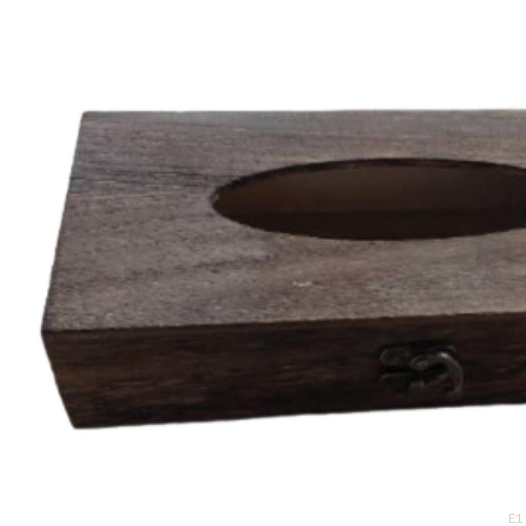 Wooden Tissue Box with Lid Multifunctional Compact Ornament Storage Rectangular for Bedroom