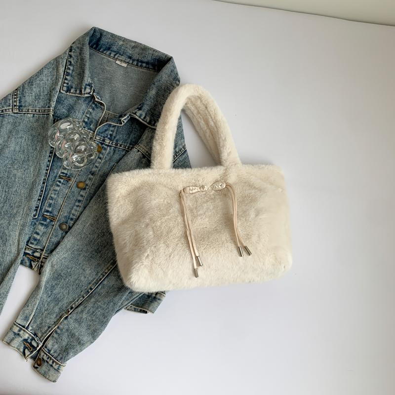 

Зимняя сумка-тоут из искусственного меха для женщин, новая большая вместительная сумка-кошелек, женская однотонная меховая сумка на одно плечо