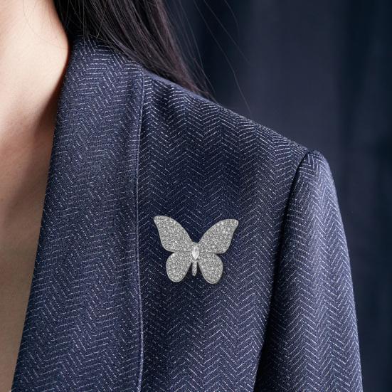 Butterfly Design Brooch Pin for Women Rhinestones Inlaid Brooch Pin for Dress Coat Shawl