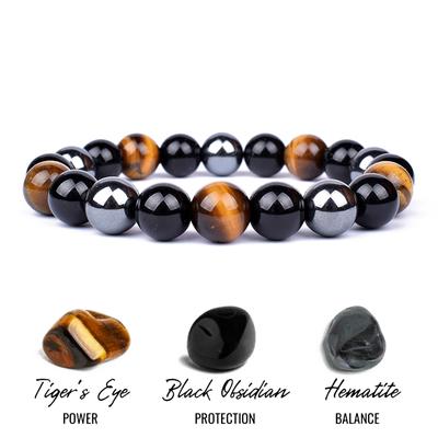 Pulseras de Piedras Naturales Ojo de Tigre Obsidiana Hematita Hombres Magnéticas Protección Salud Equilibrio Pulseras Mujeres Joyería para el Alma Curación