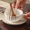 Flower Shaped Ceramic Coffee Cup Plate Set Exquisite Pottery Drinkware Set Milk Cups  Afternoon Tea