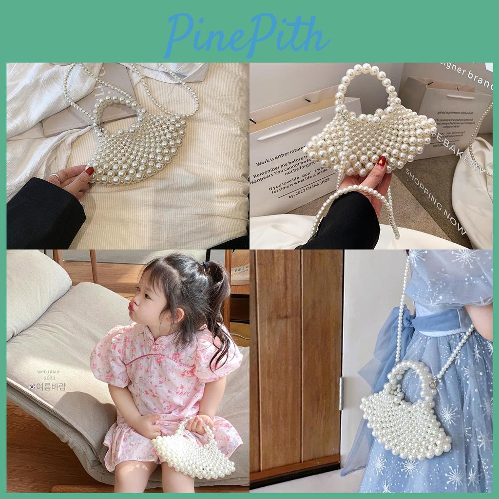 Trendy Korean Style Children's Shell Bag With Pearls For Fashionable Little Girls