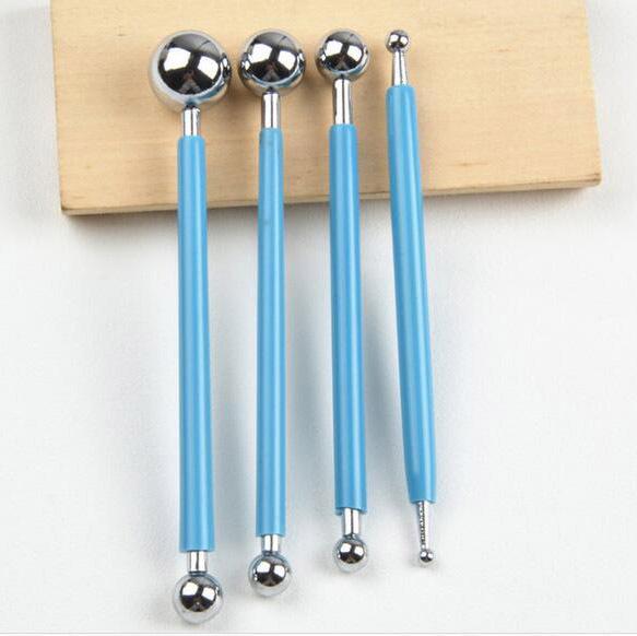 4-Piece Stainless Steel Maru Stick Set for Cake Decorating & Clay Carving