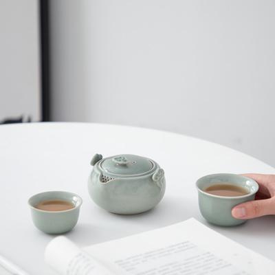 Taza de Té Rápida de Cerámica de Calabaza Una Olla Dos Tazas Bolsa Portátil Juego de Té Kung Fu