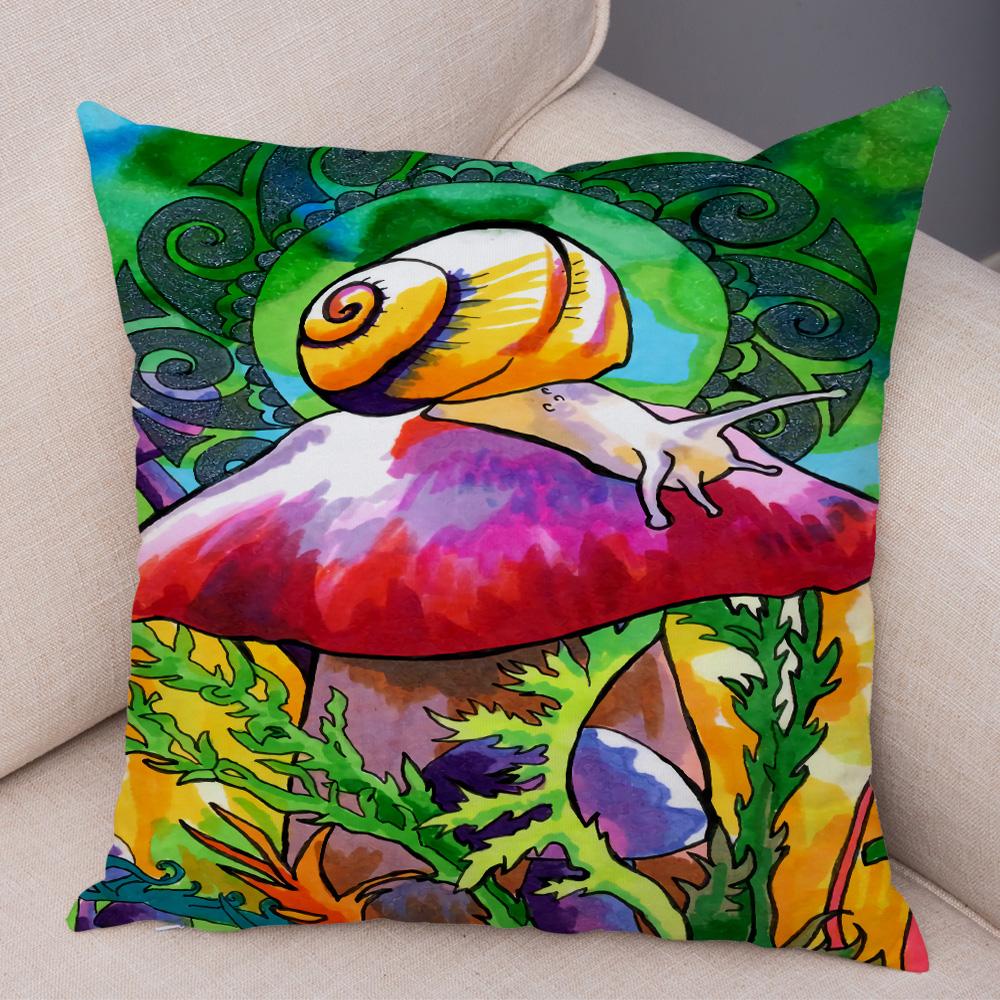 Children Oil Painting Art Cushion Cover Both Sides Plush Pillow Case Decor Cartoon Plant Throw Pillowcase for Sofa Home Car