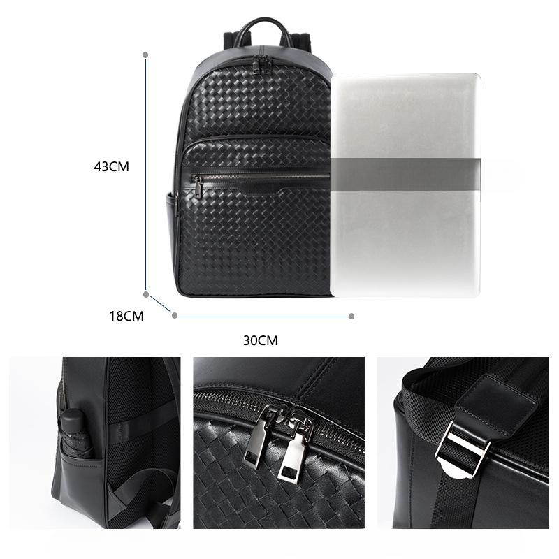 Rucsac bărbați din piele naturală țesut la modă multifuncțional rucsac de afaceri computer rucsac geantă de calculator