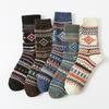 5/10 Pairs Autumn Winter Men's Retro Thick Knit Large Check Wool Socks Mid Calf Socks Comfortable