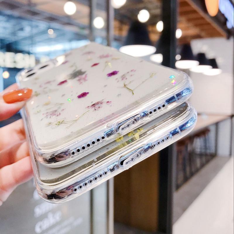 Trockene Blume Transparente Handyhülle für Iphone 11 12 13 14 Mini Pro Max Xs X Xr 7 8 Plus Se 2020 Weiche stoßfeste Hüllen Abdeckung