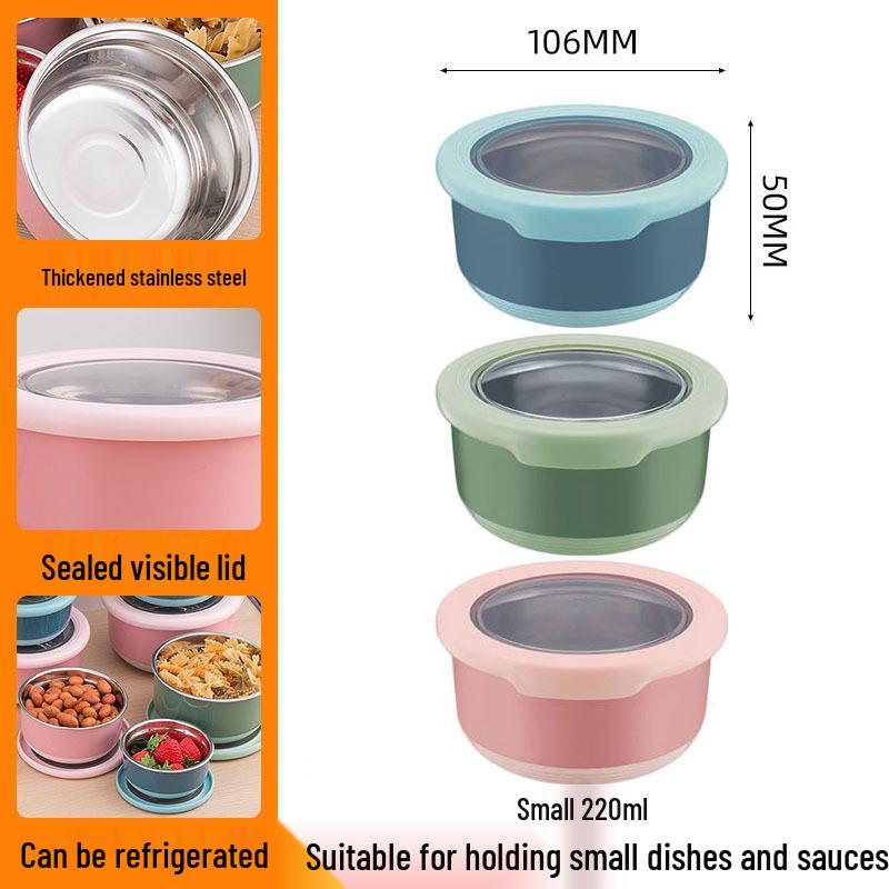 Stainless Steel Food-Grade Sealed Soup & Bento Bowl for Refrigerator