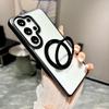 Plating For Magsafe Hidden Holder Clear Phone Case For Samsung Galaxy S26 S25 Ultra Shockproof Magnetic Wirelesss Charge Cover