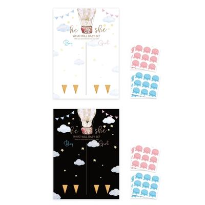 Gender Reveal Party Supplies Rabbit Poster with 36pcs Stickers for Baby Shower Gender Announcement Party Accessories