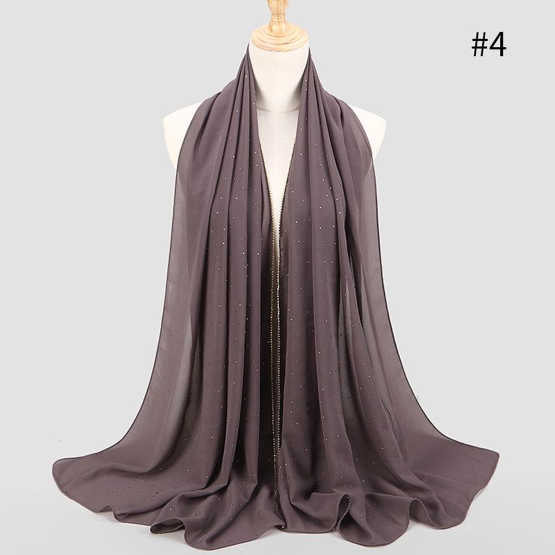 Lain Pearl Bubble Chiffon Diamond Rhinestone Shawl Scarf High Quality Shimmer Beads Headband Wrap Foulard Muslim Hijab Sjaal