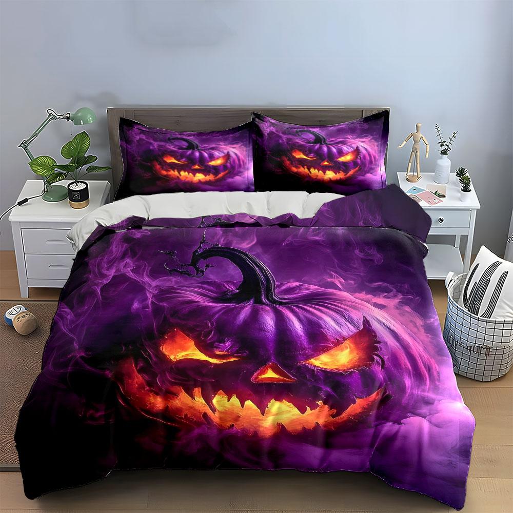 "Halloween Pumpkin Decoration Three-Piece Set" Bedding Set with 1 Duvet Cover 2 Pillowcases Single Double King Queen Gift