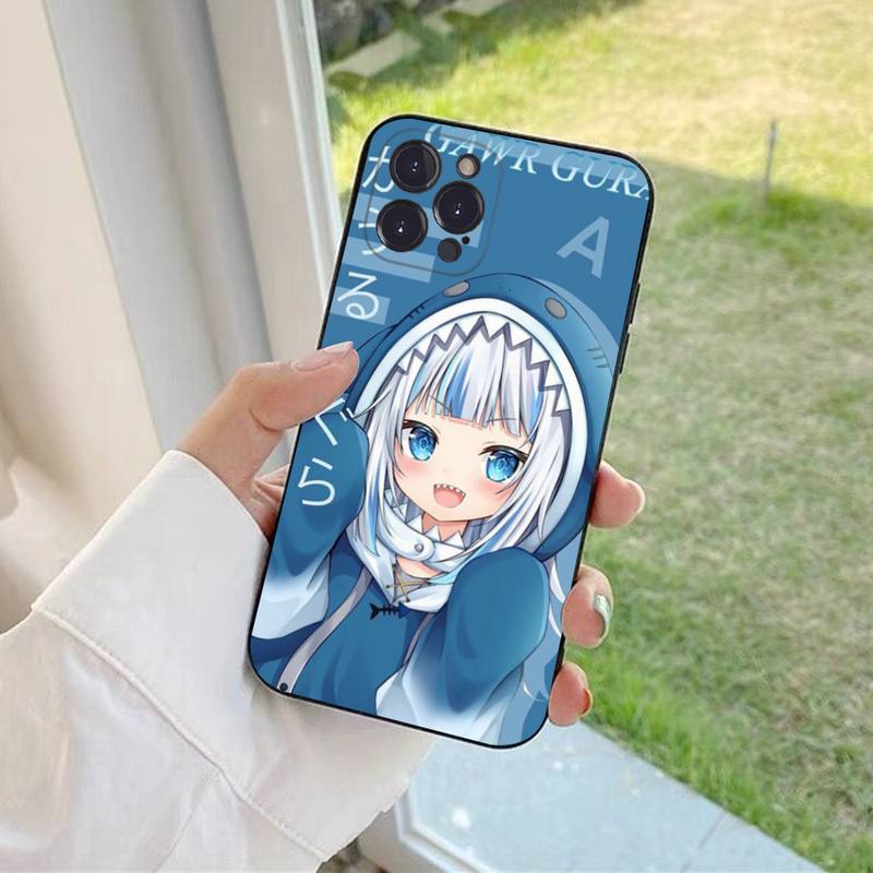 YNDFCNB Gawr Gura Handyhülle Für iPhone 6 7 8 Plus 11 12 13 14 Pro SE 2020 MAX Mini X XS XR Rückseite Funda Hülle