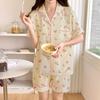 Summer New Ladies Cloud Cotton Pajamas Homewear Set Sweet Floral Short-Sleeved Shorts Pajamas Girls Homewear Set Student Homewea