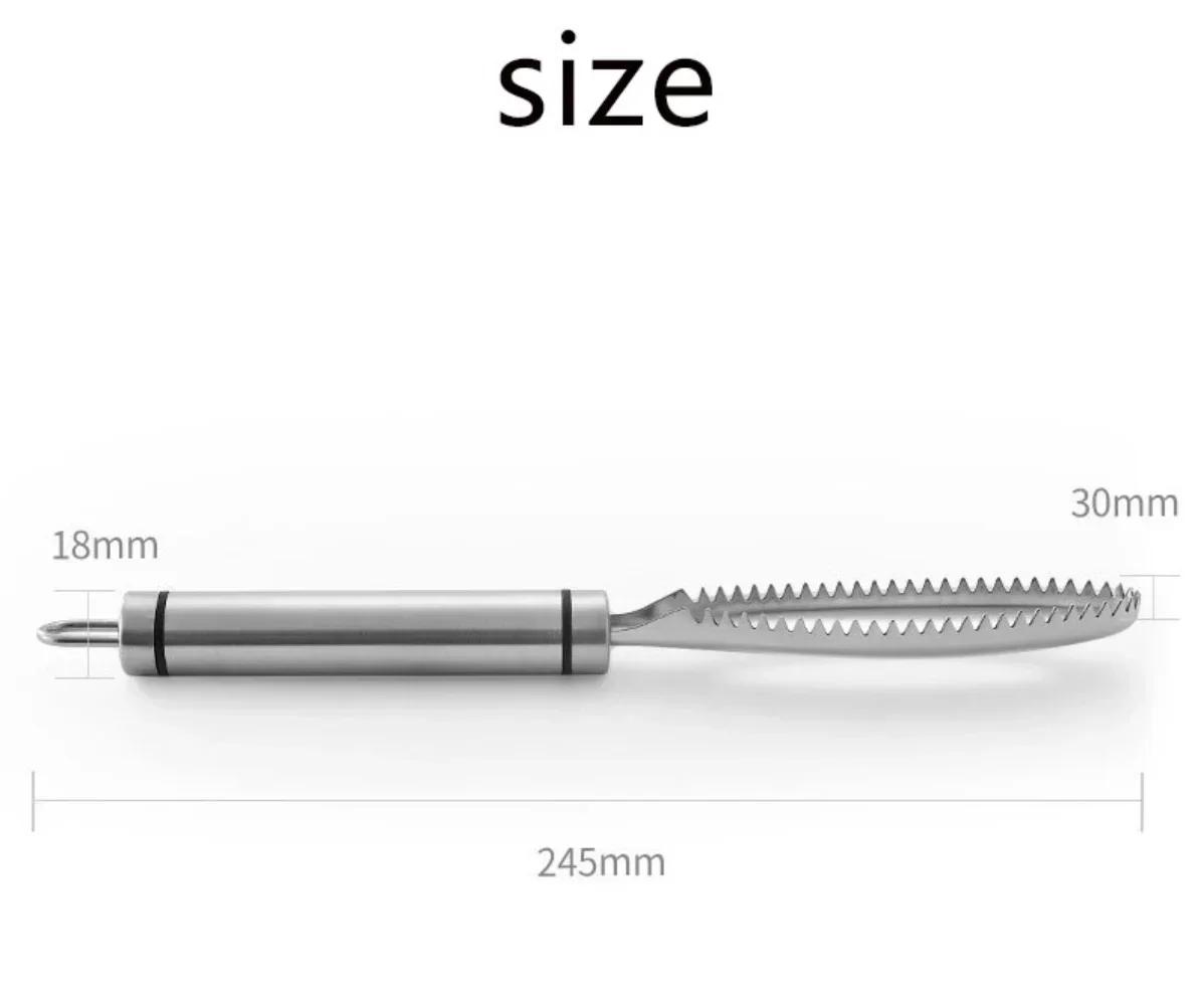 

Fish Scale Scraper Peeler Kitchen Tool Quick Removal Fish Cleaning Accessories Seafood Utensils with Fish Bone Tweezers срібний