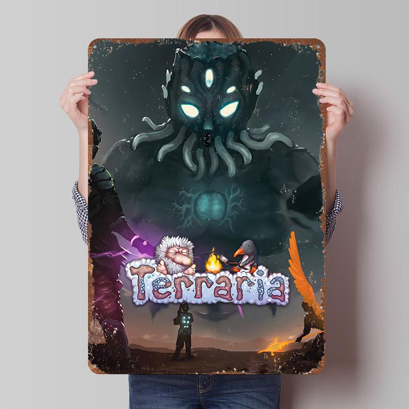 

Terraria Game Cover Art Tinplate Poster Customized Wall Art Vintage Retro Metal Signs for Room Decoration Home Decor Items Plate 7.9x11.8In(20x30cm)