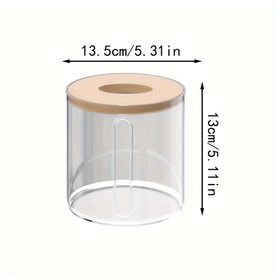 Bamboo Toilet Paper Holder Circular Covered For Home Bathroom And Living Room,Transparent Tissue Box Dining Room,Creative  Desktop Storage Box