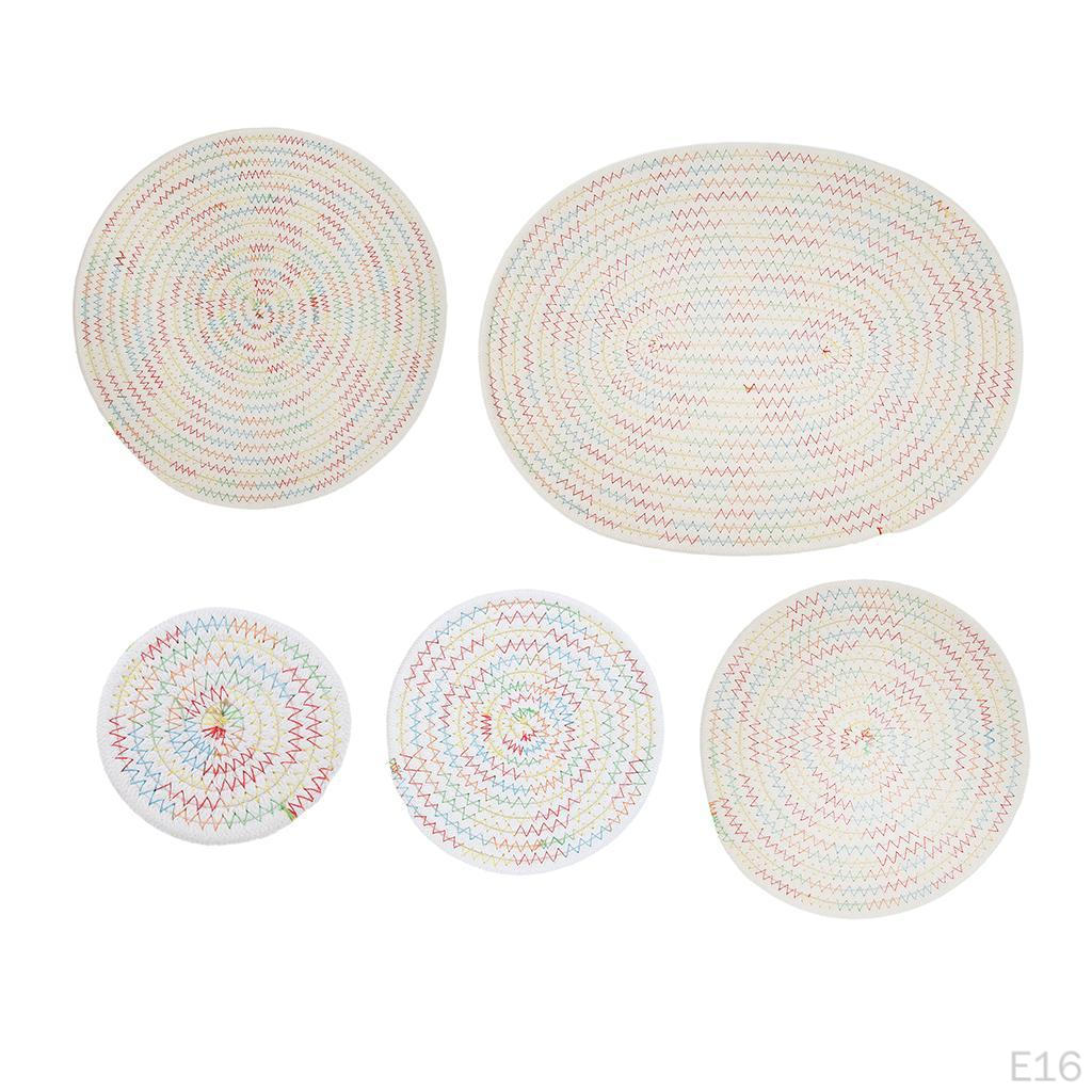 11cm 4.3 '' Table Mat Braided Cotton Round Rug Carpet Cut Kitchen Accessories