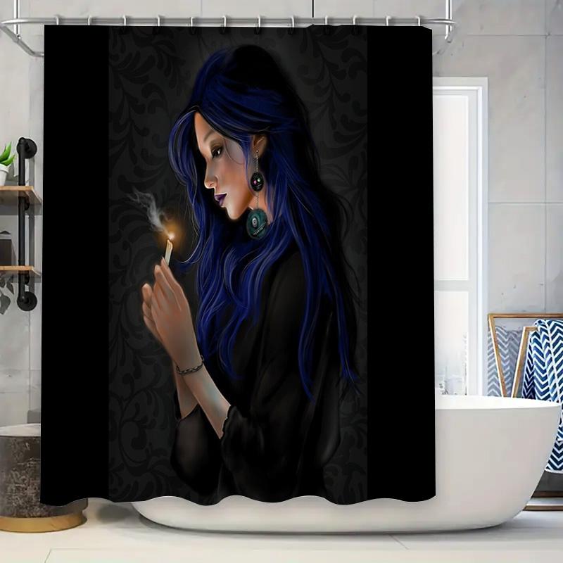 

Gothic Witch Shower Curtain Dark Forest Halloween Decor Spooky Ethereal Mystical Room Divider Vintage Horror Tapestry Wall Hangi W60H190(CM)-1 Pcs