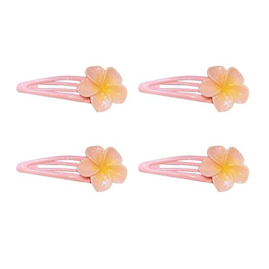 

4Pcs Girl Hairpins Flower Decor Base BB Clip Base Design Hair Clips Smooth Surface Versatile Hair Accessory рожевий