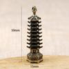 Retro-Style Pure Brass Nine-Story Wenchang Pagoda Pendant Keychain with Five Emperors Coin