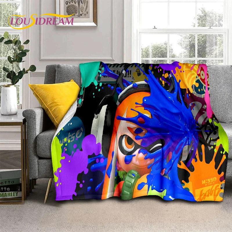 Splatoon3 PC Gamer Cartoon Game Soft Blankets,Keep Warm Throw Blanket Comfortable Blanket for Picnic Beds Sofa Home Bedroom Gift