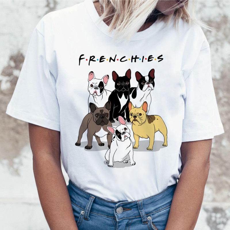 French Bulldog T Shirt Women 2025 T-Shirt Top Tee Shirts Femme Cartoon Harajuku Kawaii Korean Funny Ulzzang Clothes Tshirt