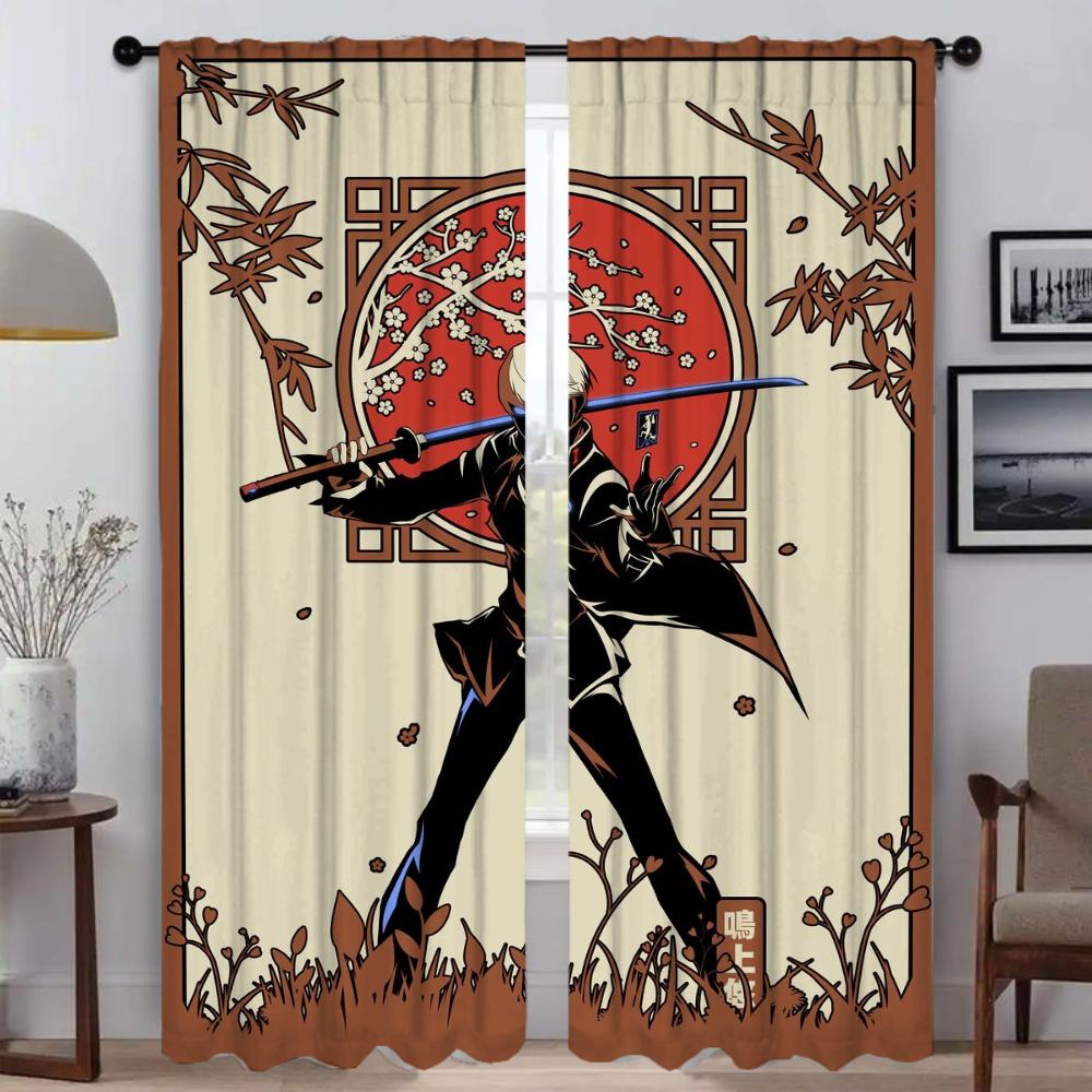 Japan Line Artnime Halloween Decoration Curtains for Bedroom Blackout Curtain for Room 2 Panel Shades Home Interior Curtains