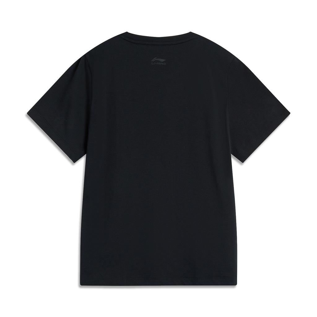 Li-Ning Round Neck Letter Casual Knitted Sports Short Sleeve T-Shirt Women Tops Black AHSU530-3