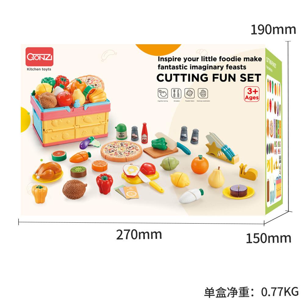 Colorful Folding New Fruit And Vegetable Cutting Set With 41 Pieces For Playtime Kids