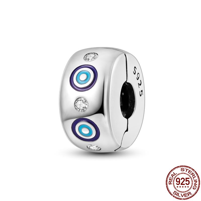 S925 Sterling Silver Clasp Silver Charms Silicone Spacer Beads Safety Chain Fit Original  Bracelet  Jewelry Women New In